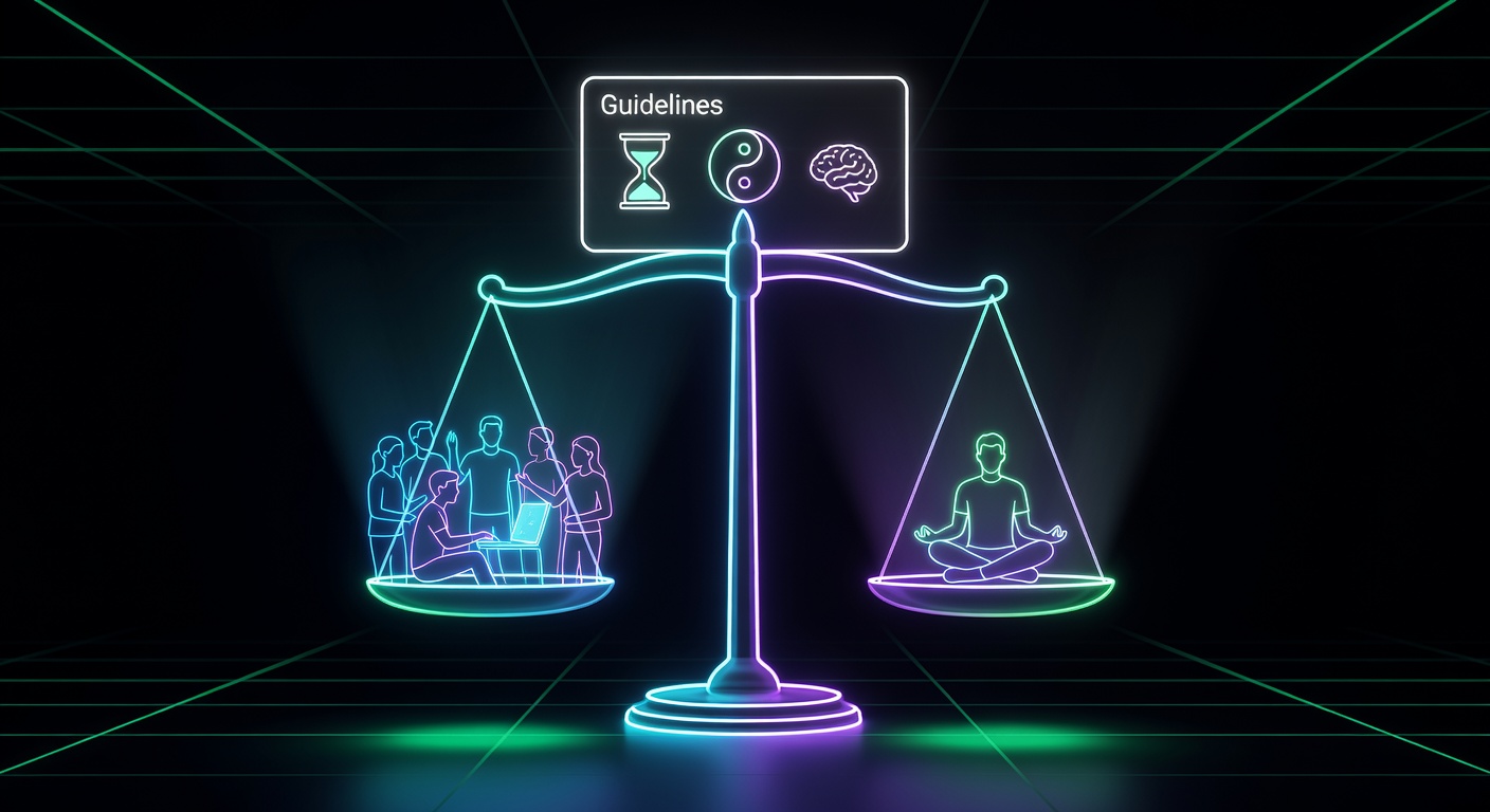 Responsible social gaming visual showing balanced play and mindful entertainment in neon style